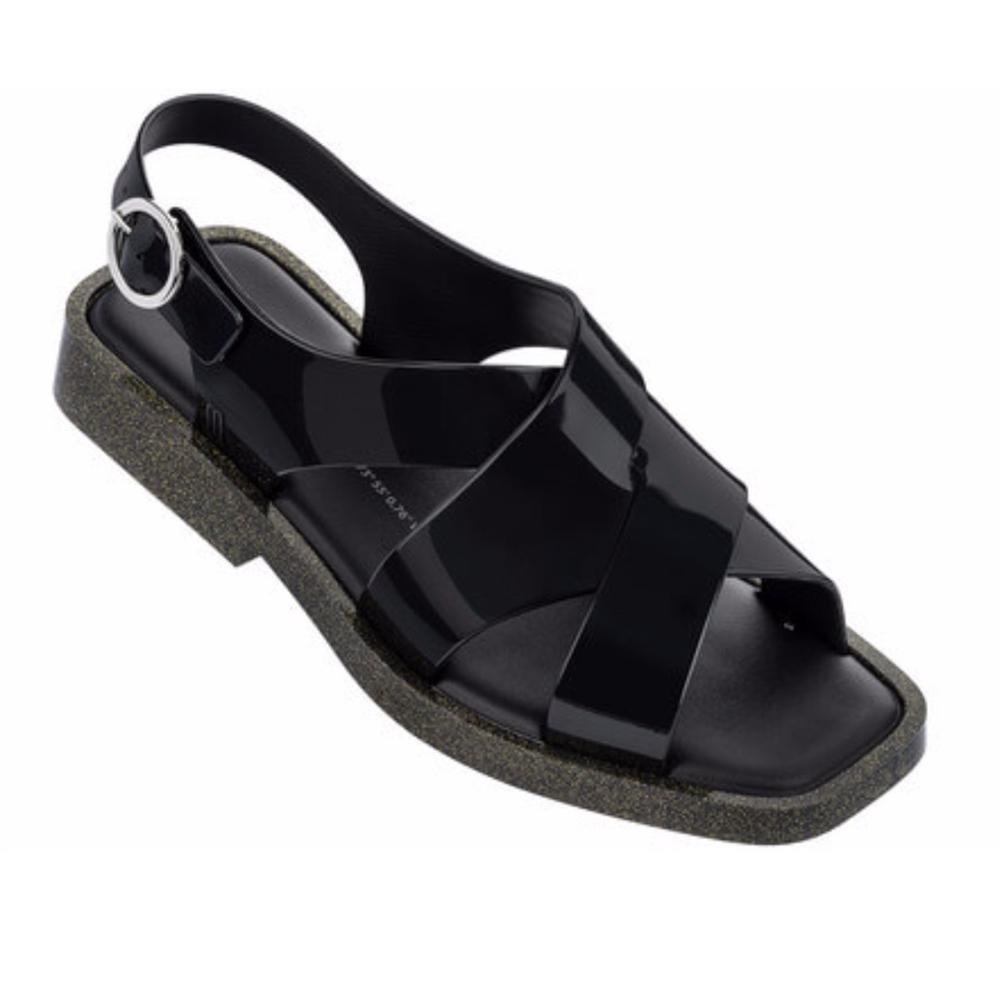 🖤 Melissa Melrose Jelly Black Twinkle Sandals Size 6 EUC